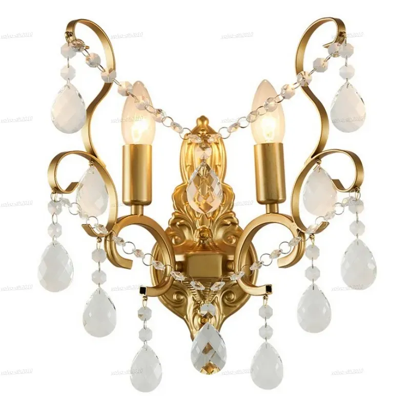 European Modern Crystal Wall Lamp Gold Sconce Wall Light For Living Room Badrum hem inomhusbelysning bredvid sovrumsdekoration ll