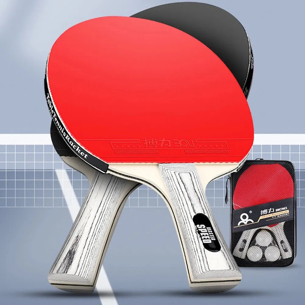Tafeltennisraquets Layer 5 Dubbelzijdig Puistjes In Ping Pong Tafeltennis Racket Set Snelheidsregeling Kit 231127