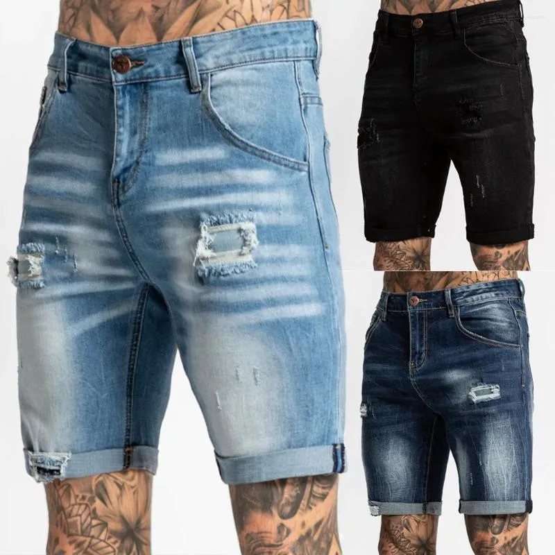 Jeans pour hommes tendance de mode décontractée printemps et ceinture d'été vieille tube droit moulu blanc blanc lavage des hommes shorts de rue en vrac