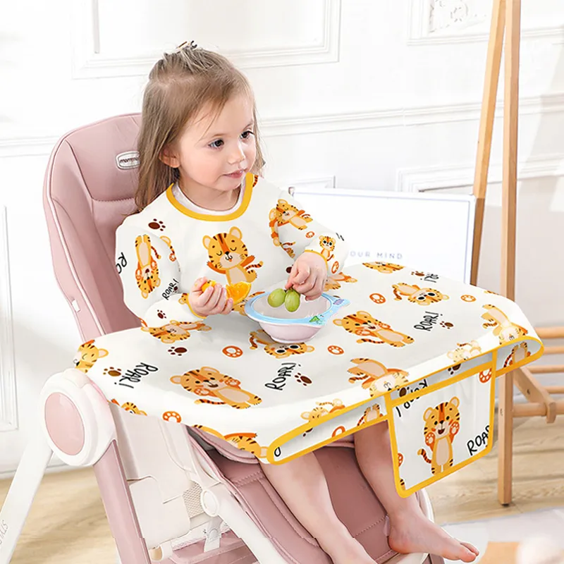 11 Sans manches - Bavoir avec couverture de table pour bébé nouveau né,Robe  imperméable pour protéger même la