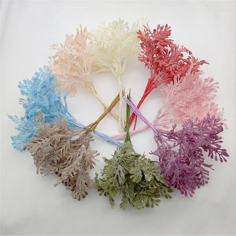 Decoratieve bloemen 13 cm 6pcs/bundel Mini Frost Plant Grass Artificial krans materiaal kerstcrapbooking diy