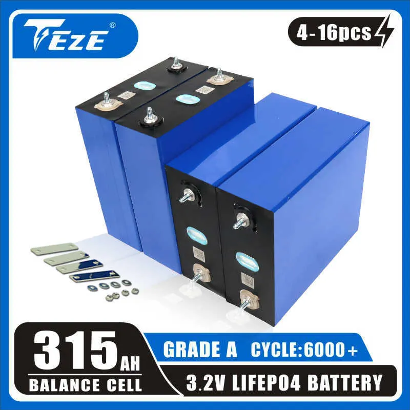 4-16PCS 310AH 315AH LifePO4 battery A-grade iron phosphate solar cell DIY 12V 24V 48V RV electric vehicle ship home energy TAX free of charge