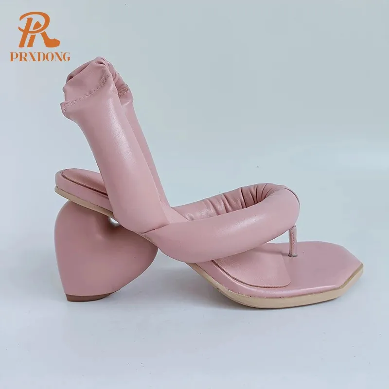 Модельные туфли PRXDONG, женские модные повседневные женские сандалии на высоком каблуке, летние шлепанцы, черные, розовые, белые туфли-лодочки 231127