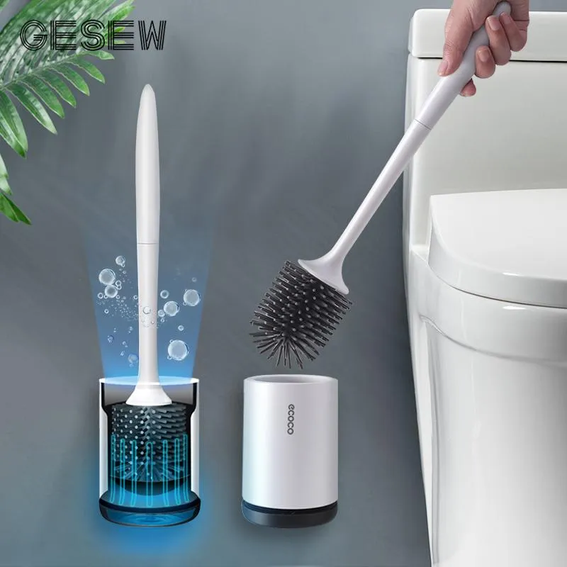 Bürsten GESEW Silikon TPR Toilettenbürste und Halter Schnellablauf-Reinigungsbürste Werkzeuge für Toilette Haushalt WC Badezimmer-Zubehör-Sets