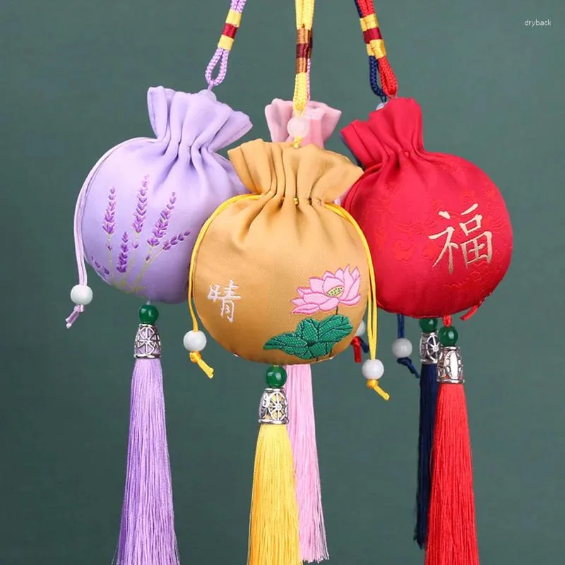 Biżuteria torebki mini retro saszetka brokada lotos błogosławieństwo torba przenośna akcesoria hanfu worki na przyprawy dla krewnych