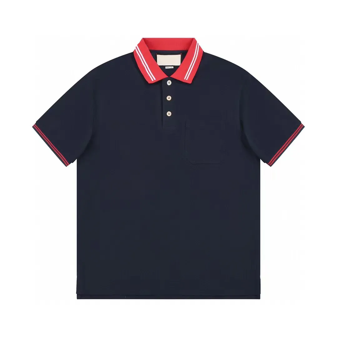 Tasarımcı Polo Mens Polo Gömlek Bussiness Polo gömlek yaz lüks polos moda tişörtler nefes alabilir kısa kollu yaka iş iş gündelik açık tees koyu mavi