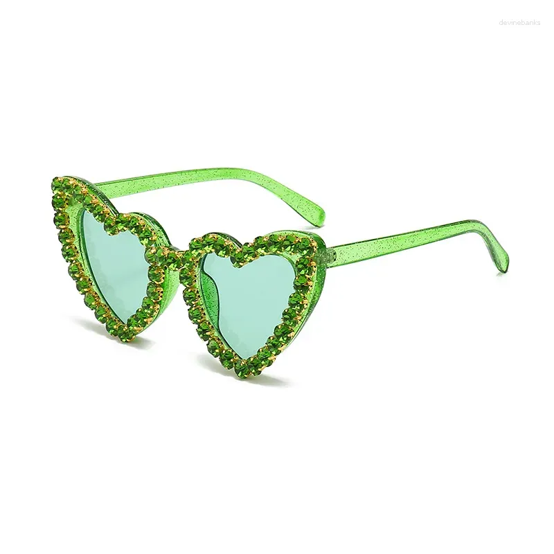 Sunglasses Europe And The United States Personality Love Diamond-set Glasses Fashion Every Match Heart Woman