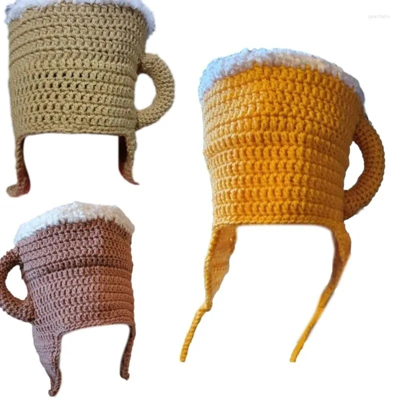 Bérets drôle tasse de bière chapeau de Cosplay pour adolescents tricoté chapeaux colorés Cool Po accessoires amoureux Halloween