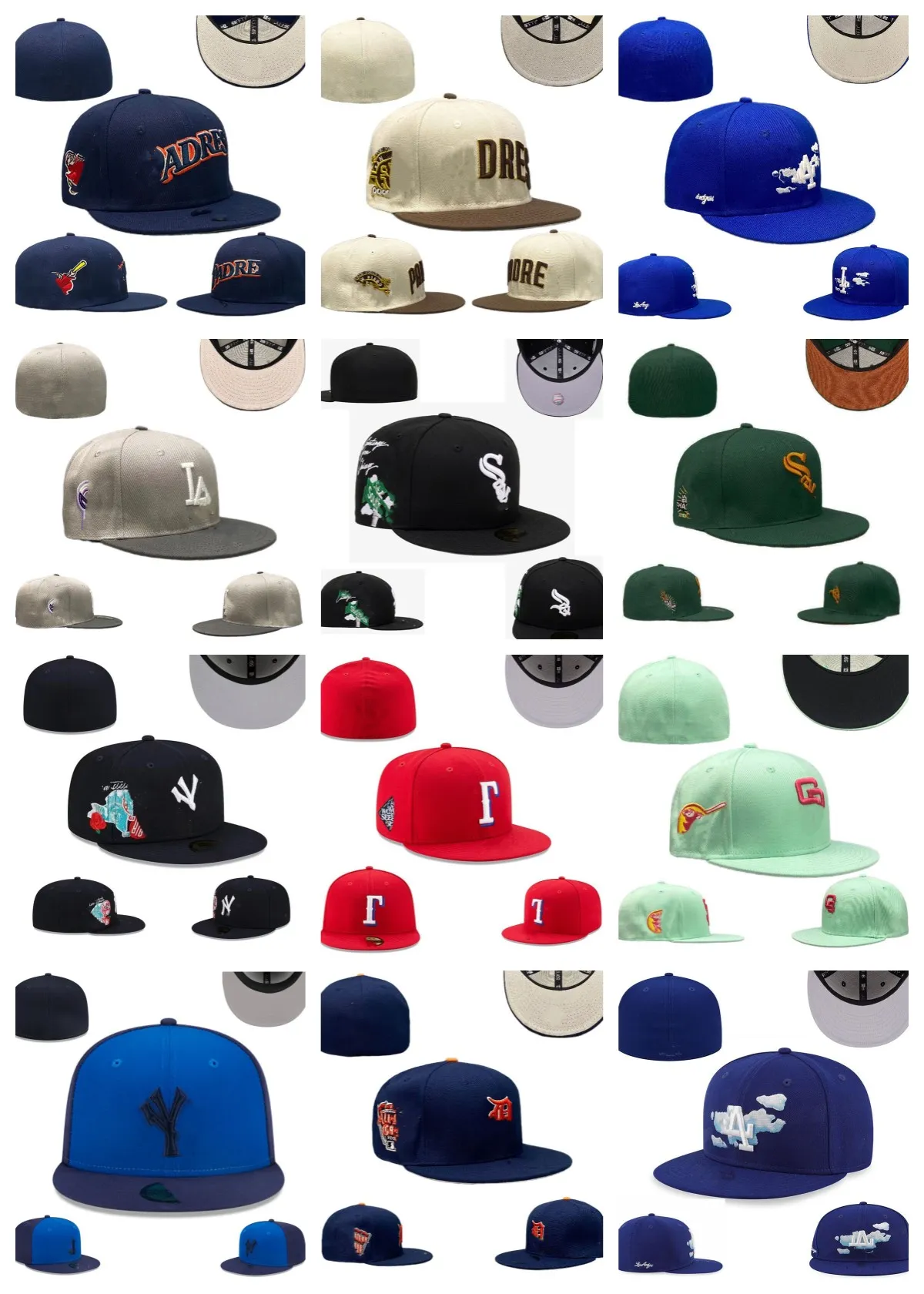 Unisexe Hitted Hats 2024 Designer Baseball Football Flat Flat Casual Caps Lettre broderie Coton Toutes les équipes Sport Patchée complète Fermed Ed Outdoors Cap Woman Man Lady