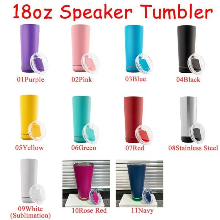 Personalized 18oz Speaker sublimation tumblers Stainless Steel Waterproof Wireless Music Tumbler Outdoor Smart Portable Mug For Gifts