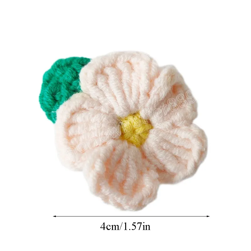 Cute Wool Knitting Crochet Flower Hair Clips For Women Girls Sweet BB Hairpins Kids Hairgrip Headdress Hair Accessories