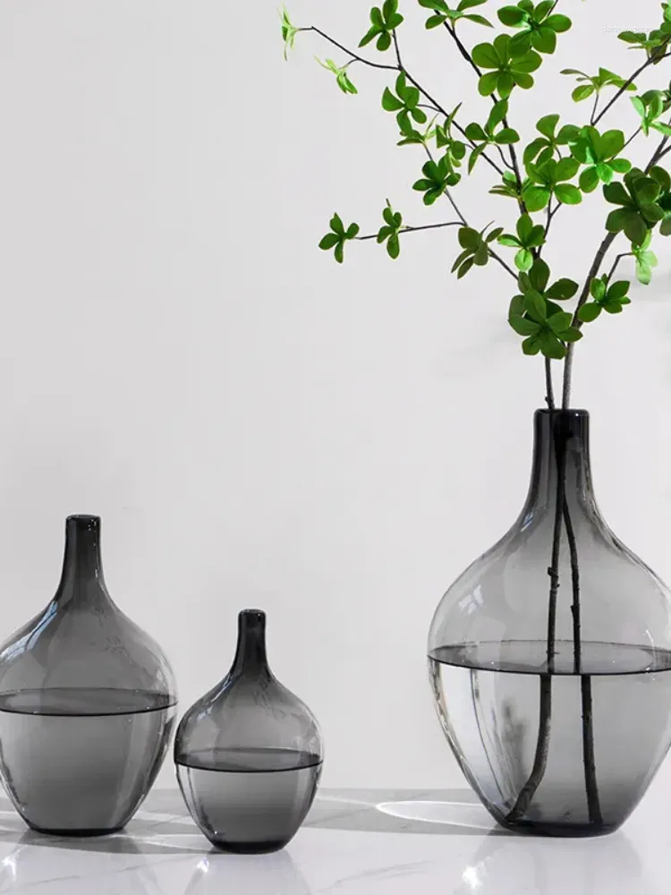 花瓶日本スタイルの大きな腹透明なガラス花瓶のリビングルーム装飾シンプルインホームウェディング