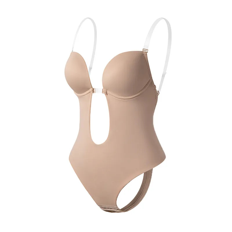 Shapewear Body Modellante Donna Scollo A U – Beige, Taglia L – Con Pizzo E Spalline Regolabili