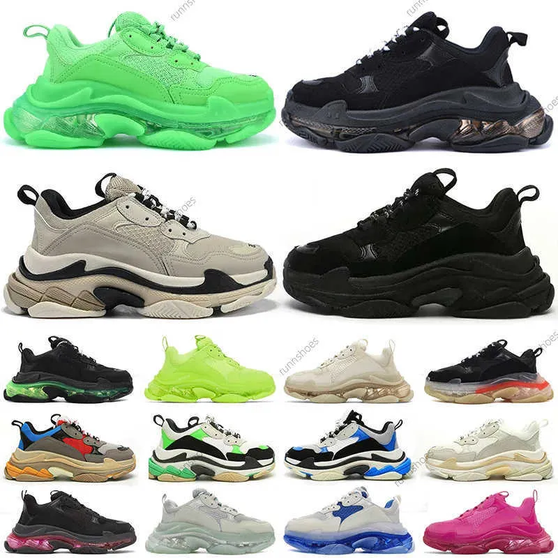 17FW Triple S Mannen Vrouwen Casual Schoenen sneakers balencaiga platform Tan clear zolen rey rood roze blauw Royal Neon heren trainers Balenciagas sport sneaker schoen