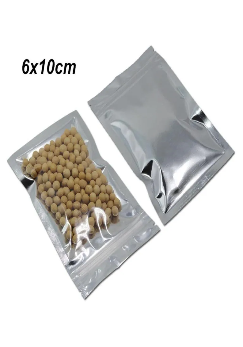 6x10 cm 300pcs pequena folha de alumínio com zíper bolsa de armazenamento de qualidade alimentar sacos de embalagem para alimentos secos folha Mylar Reclosable Baggie7502602