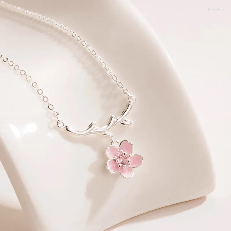 ネックレス・ペンダント Flower Silver Pink Necklace(SILVER925) DHgate.com:925 Sterling Silver Pink Flower Pendant Necklace