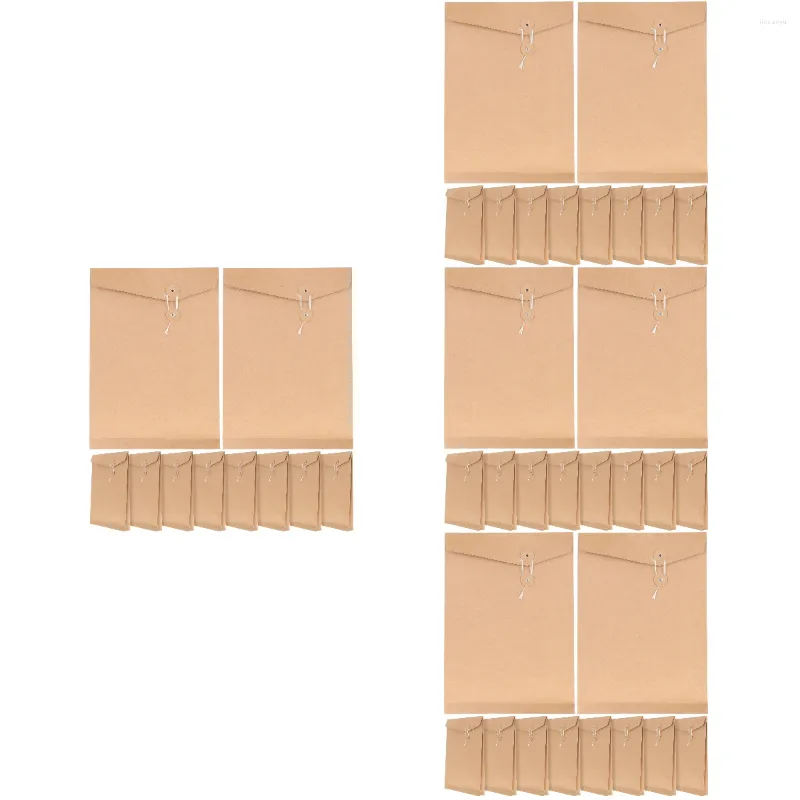 Present Wrap 40 PCS Kraft Paper Envelope String Tie Stängningsdokument Fil Organiserare