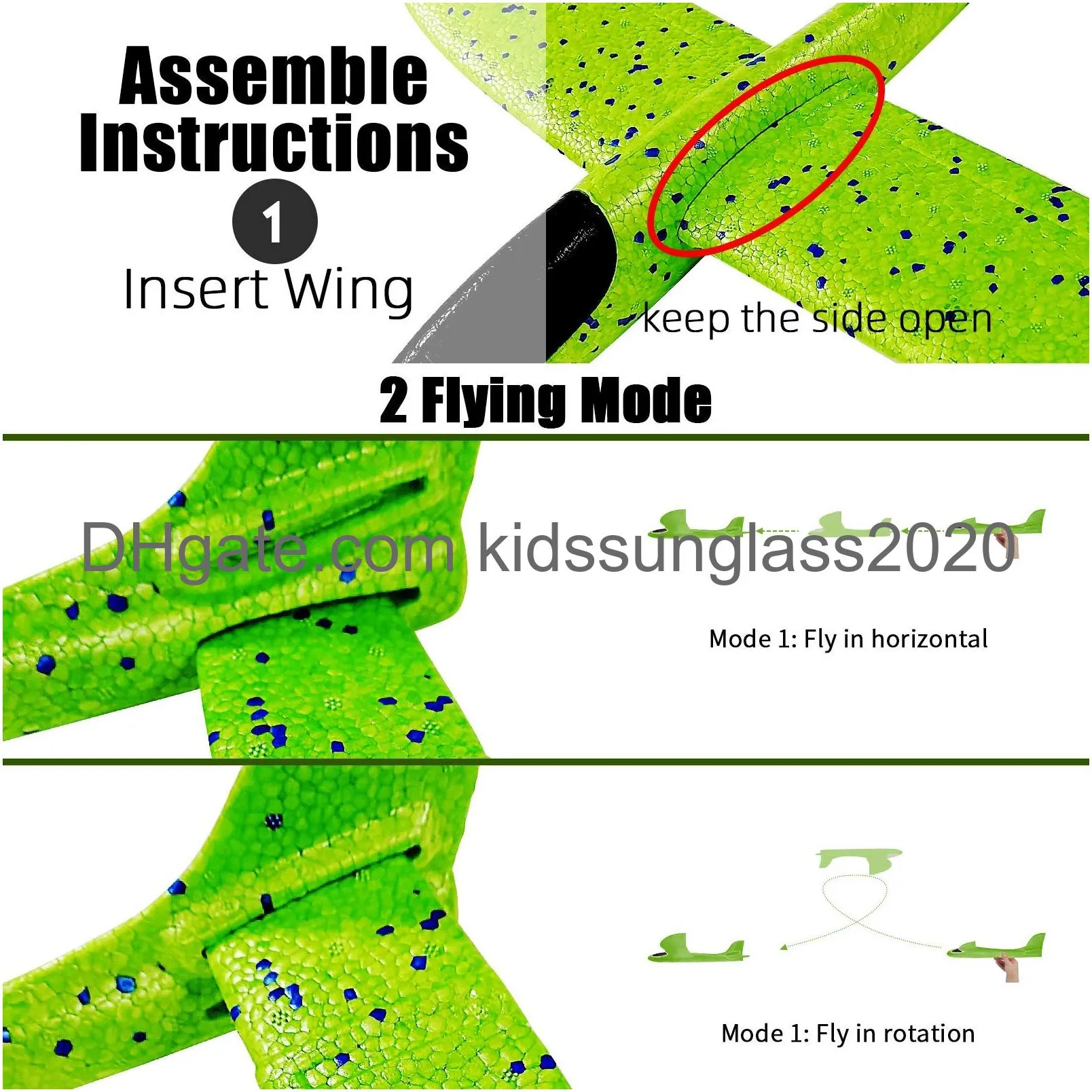 Jeux de nouveauté Jouets d'avion Mise à niveau 17,5 Grand avion en mousse à lancer 2 avions planeurs en mode de vol pour enfants Cadeaux 3 4 5 6 7 ans Bo Amjmo