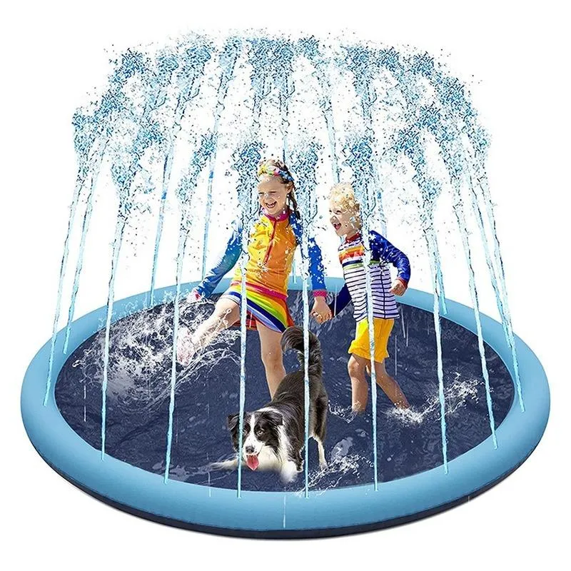 Mats Dog Pool for Dogs Cooling Mat Pool Pet Sprinkler Pad Swimming Pool Inflatable Water Spray Pad Mat Tub Summer Cool Dog Bathtub