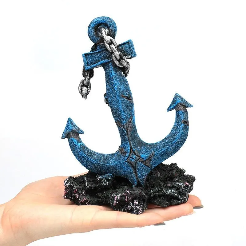 Dekorationer Aquarium Creative Landscaping Ship Anchor Ornaments Fishing Boat Sunken Ship Car Shelter Fish Tank Decoration