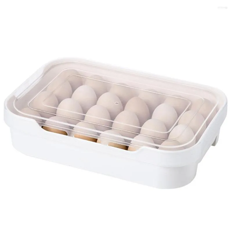 Botellas de almacenamiento Bandeja de huevos Soporte 24 Rejillas Caja de plástico transparente Refrigerador Contenedor de conservación Caja de huevos