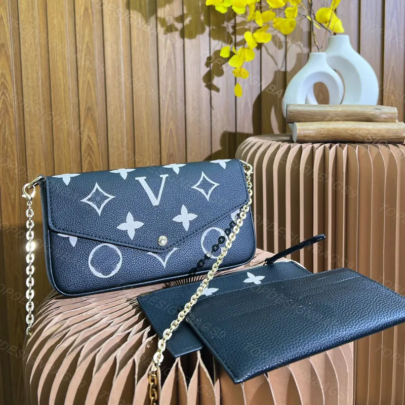 Modedesigner Axelväskor med plånbok Korthållare 3-i-1 Lyxiga Crossbody Messenger-väskor Blommig kedja Louisevuit-väska Clutch Kanalväska