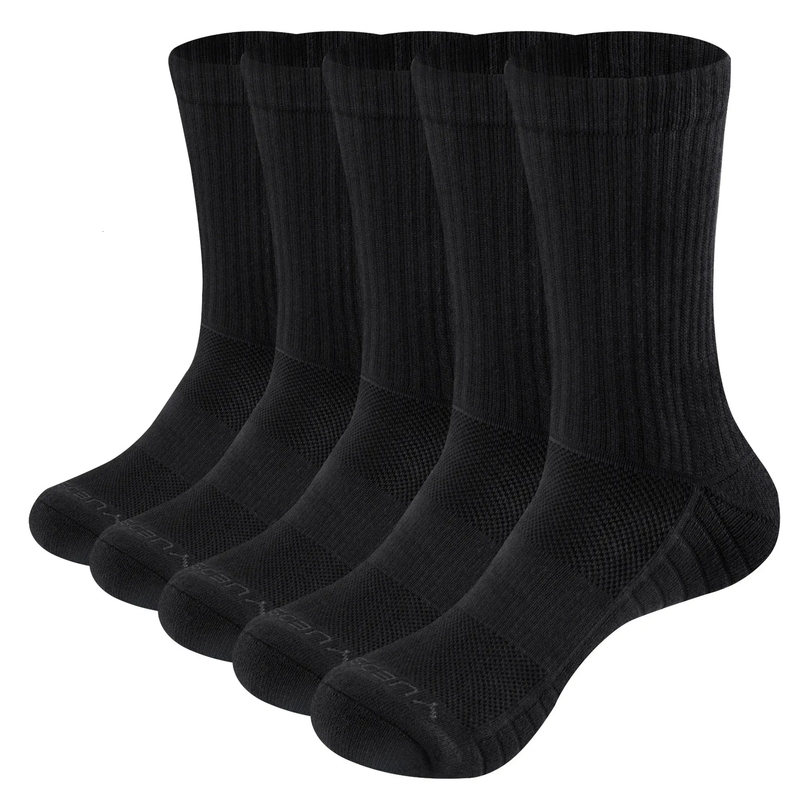 Sports Socks YUEDGE Men's Moisture Wicking Work Boot Socks 5Pairs/Pack Comfort Cotton Cushion Crew Sports Athletic Hiking Socks Size 37-46 EU 231124