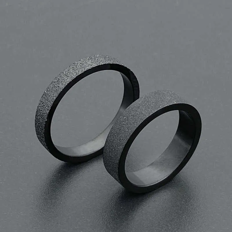 Bandringen eenvoudige 3 mm 5 mm vrouw herenpaar zwart titanium ring matte vinger ring sieraden voor mannelijke trouwringen cadeau aa230426