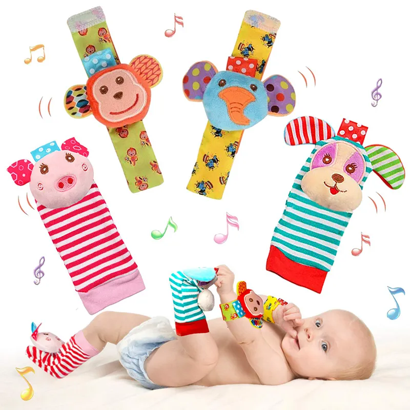 Sensory Baby Rattles & Mobiles Set - Soft Plush Wrist & Foot Finders ...