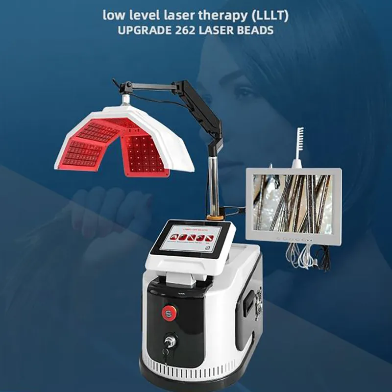 Máquina multifuncional de crescimento capilar a laser, analisador de cabelo com diodo laser de 650 nm, luz led vermelha, terapia de crescimento capilar