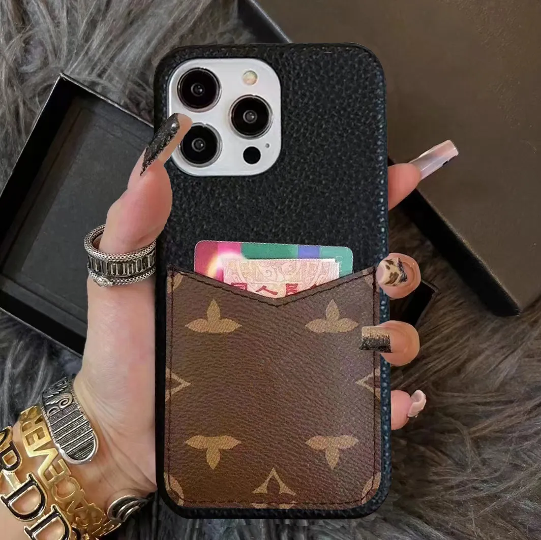 جميلة لو فورني الحالات 15 14 Pro Max Litchi Leather Card Slot Slot Hi Quality Pres