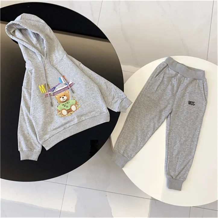 Nouveaux vêtements de sport pour enfants Jogger automne hiver chaud sweat à capuche pantalon deux pièces hommes et femmes costume haut de gamme classique pour enfants taille 90-160 cm A029