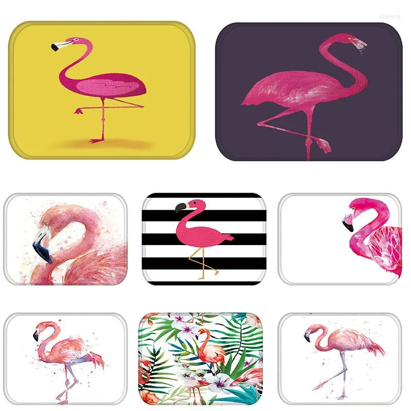 Tapijten deurmatige woonkamer tapijt roze elegante flamingo herbruikbare wasbare wasbare tapijt slaapkamer gang anti-slip stofdichte keukenmatten tatami