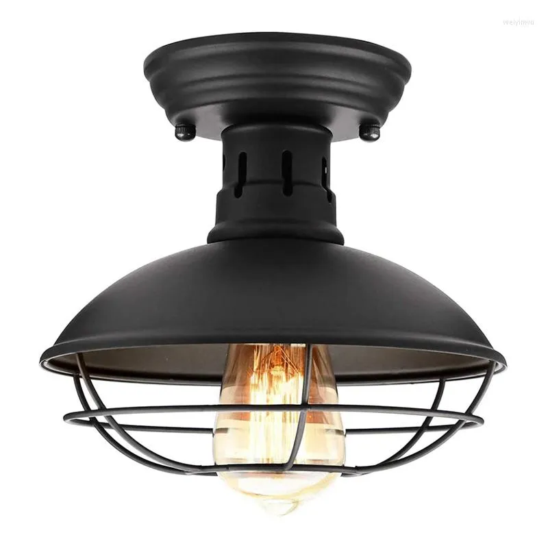 Plafondlampen boerderij vintage lamp loft industriële rustieke black metalen kooi lamp e27 basis voor gang foyer keuken veranda