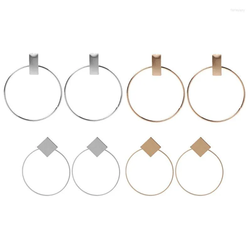 Orecchini a cerchio 4XBE Rectangle Bar Statement Large Ciondola Geometric Circle Drop Jewelry