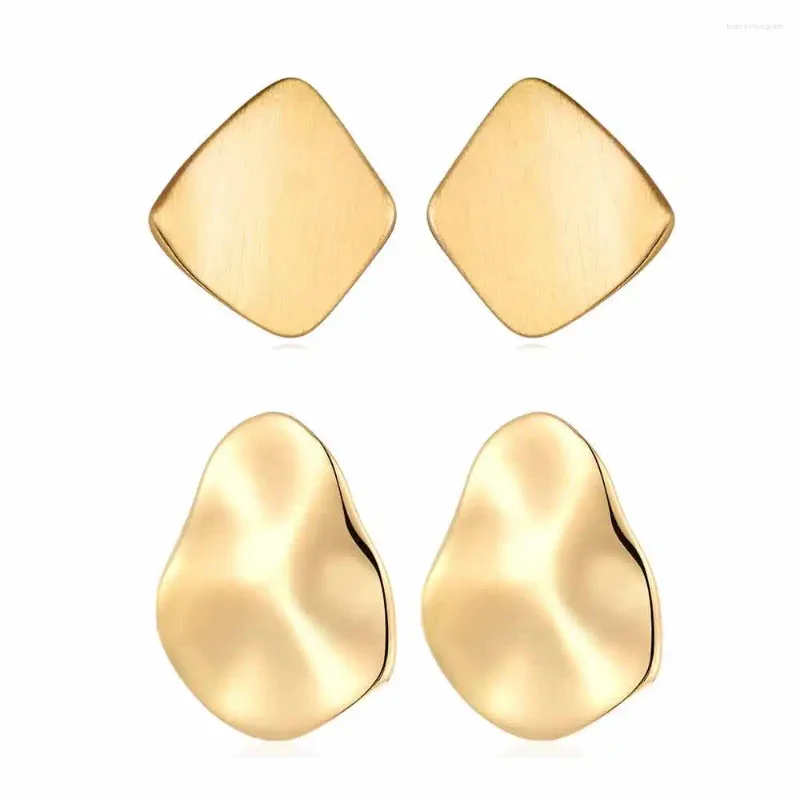 Pendientes de tuerca Shinland declaración de moda 2023 geométrico Color oro mate para mujeres Simple Punk moderno regalo de fiesta, joyería