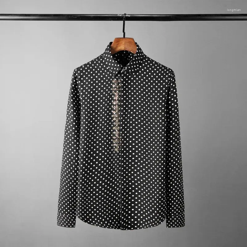 Men's Casual Shirts Minglu Cotton Men Luxury Diamond Long Sleeve Polka Dot Mens Dress Plus Size 4xl Slim Fit Party Male