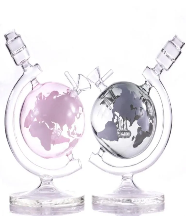 Globe w stylu Globe Glass Bong Mapa drukowanie dziwek Kolorowa rura wodna DAB Rura 728 cali Wysokość 14 mm złącza z miską1595891