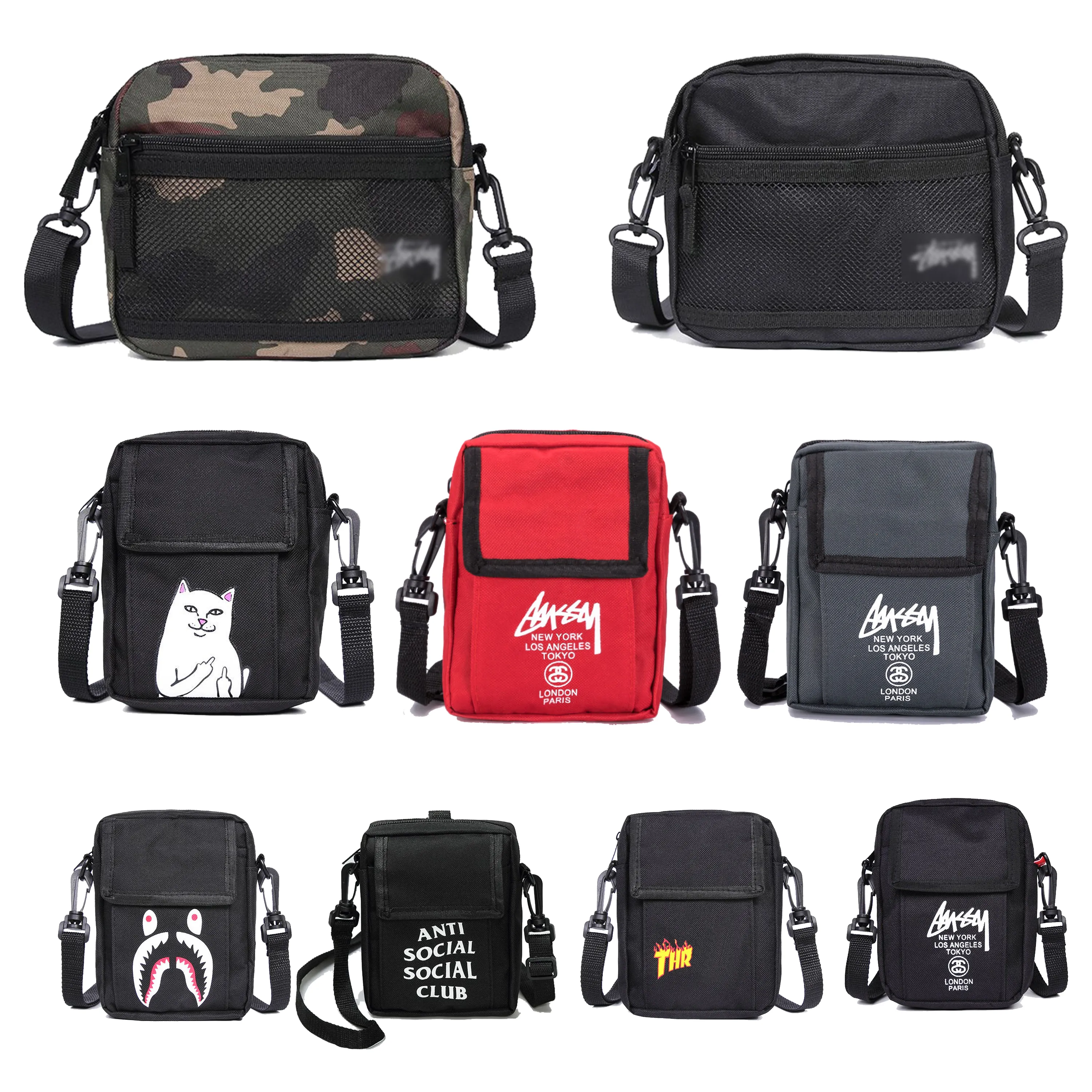 Homme toile nylon messenger sac à bandoulière femmes sports de plein air sacs de camouflage stussty sac à main fourre-tout de luxe sac à main designer épaule graffiti embrayage caméra net sac