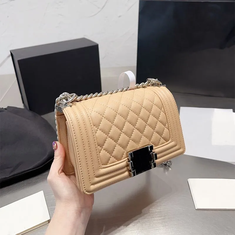 DHgate Chaneles Caviar Boy Mini Designer Flap Bags Cowhide Leather Vintage Silver Hardware and Acrylic Designer Wallet Womens Crossbody Shoulder Luxurys Handbag Coin Pur Bags Luggage Accessories