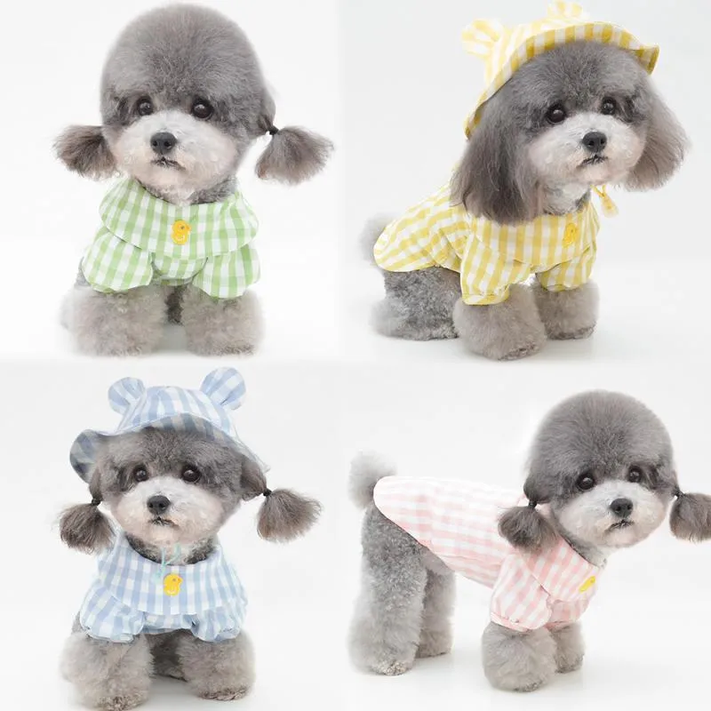 Vests Short Dog Vest Summer Cat Puppy Clothes Pet Hats Plaid Shirt Chihuahua Pomeranian Yorkshire Shih Tzu Schnauzer Poodle Clothing