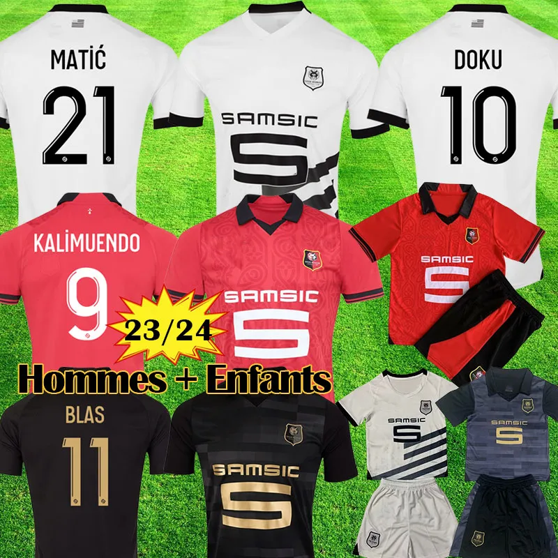 Stade Rennais 23 24 Koszulki piłkarskie Gouiri Blas Rennes Maillot de Foot 2023 2024 Santamaria Bourigeaud Terrier Doue Traore Men Kits Matic Football Shirts