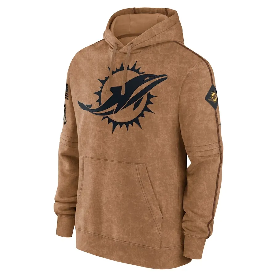 Felpe con cappuccio da uomo Felpe da uomo Brown''miami''dolphins 2023 Salute to Service Club Pullover con cappuccio da uomo