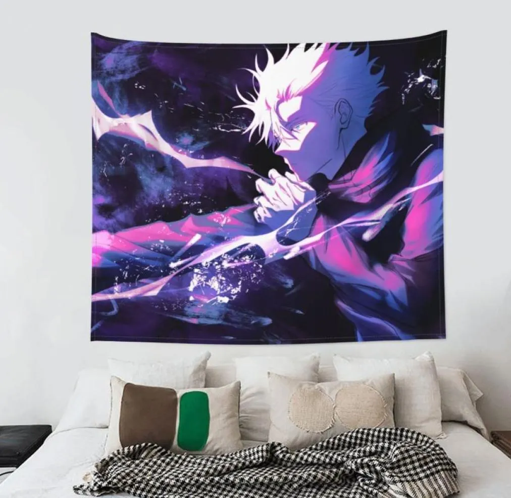 Tapisseries Gojo Satoru Jujutsu Kaisen Tapisserie Tenture Murale Hippie Anime Manga Bohème Couverture Chambre Décor À La Maison 95x73cm1836965