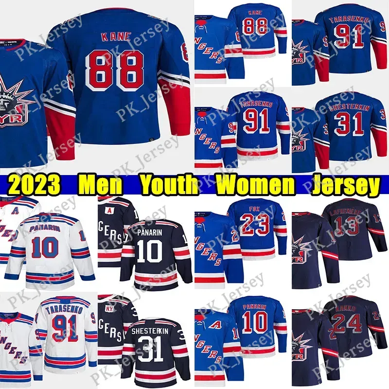 personalizado Homens mulheres jovens Nova yor''rangers''jersey # 23 Adam Fox 10 Artemi Panarin 31 Shesterkin Mika Zibanejad Jacob Trouba Miller Vladimir Tar