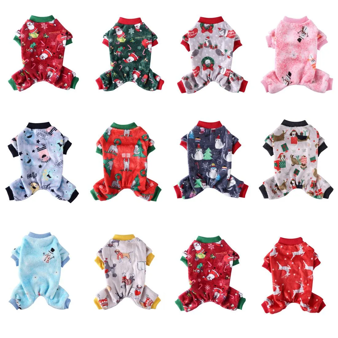 Barboteuses 10 PC/Lot noël chien combinaison pyjamas pour petits chiens manteau chaud chien pulls hiver chiot chien vêtements