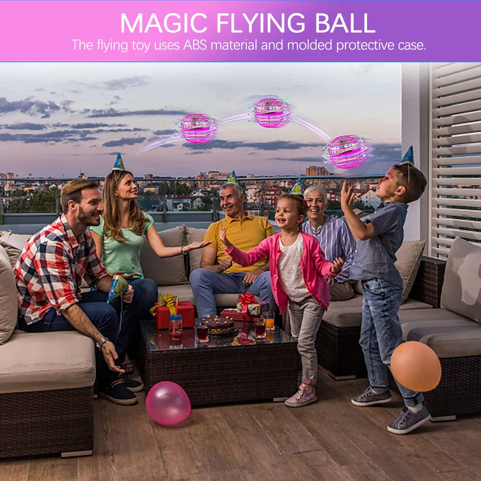 Neuheit Spiele Flying Orb Ball Spielzeug für 360 ° rotierende Mini Spinner Magic Hand Hover Lights Kinder mit Adts Indoor Outdoor Boomerang Pink Amqxn