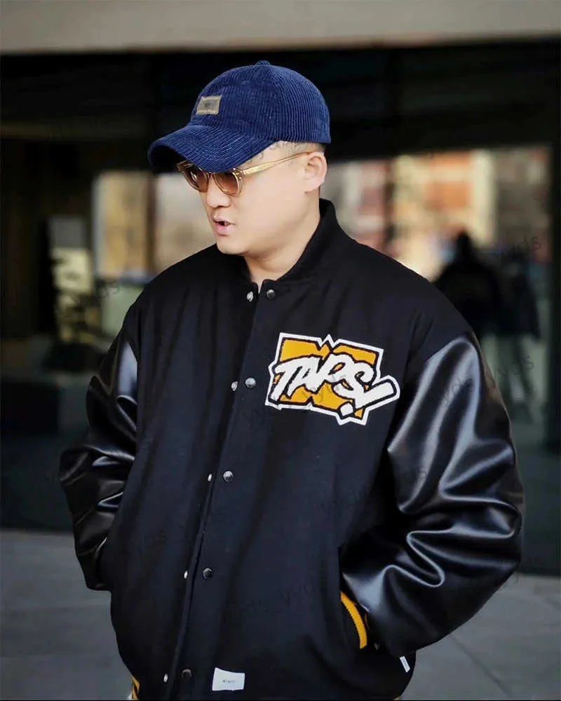 VARSITY / JACKET. WOOL. MELTON. TOON! Wool/Leather Black Toon