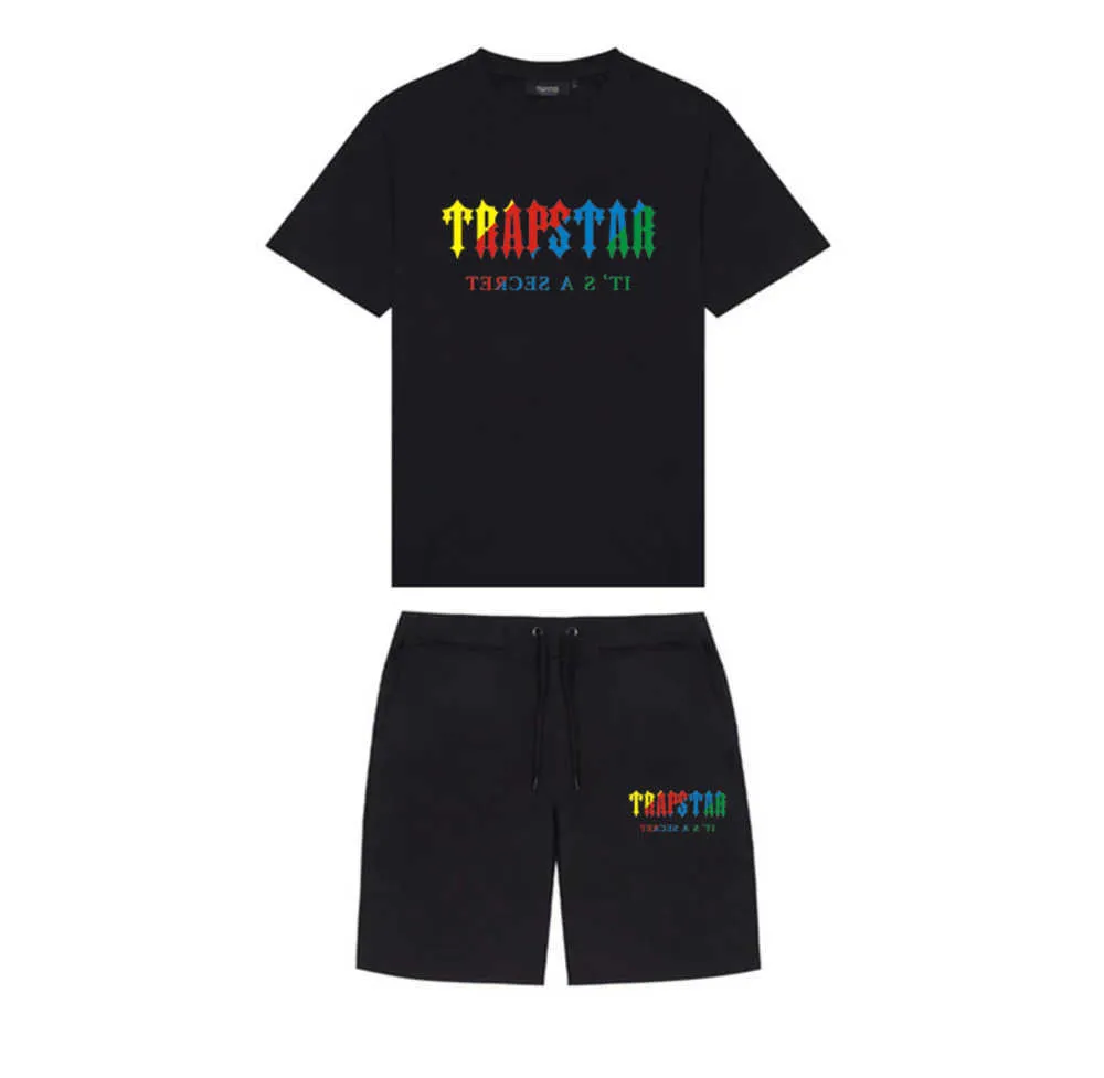 23SS Mens Trapstar t-shirt à manches courtes imprimés tenue chenille survêtement noir coton Londres streetwear design classique 69ess