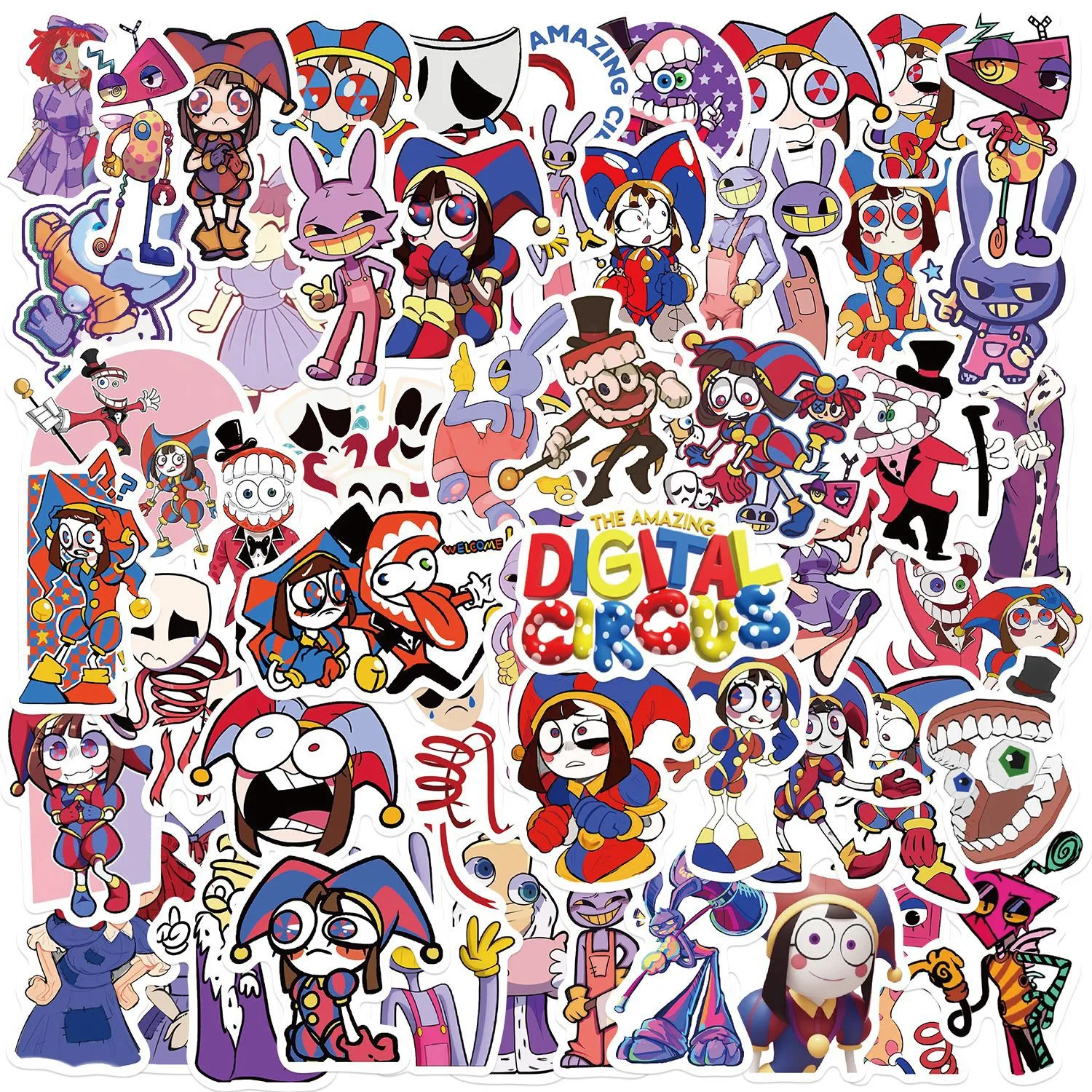 56 pièces dessin animé magique numérique cirque autocollants Graffiti autocollant pour ordinateur portable moto bagage décalcomanie guitare autocollants grossistes